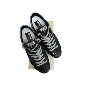 Superstar Sneakers Golden Goose Black/Blue Leather and Glitter